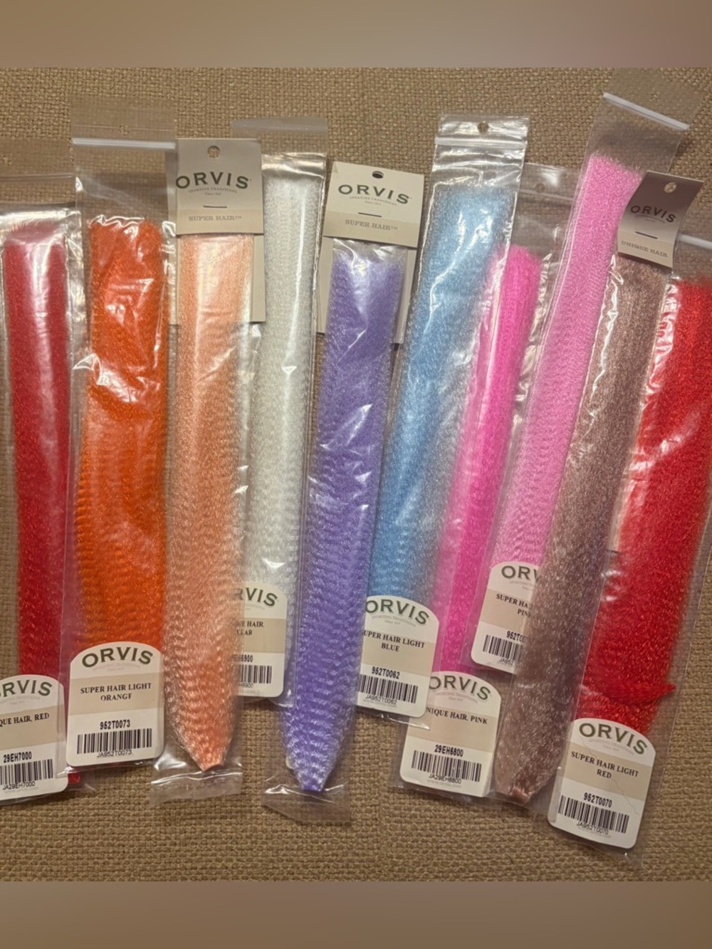 ORVIS - Super Hair Fly Tying material - 9 pack - asst. colors - shimmer & flash!